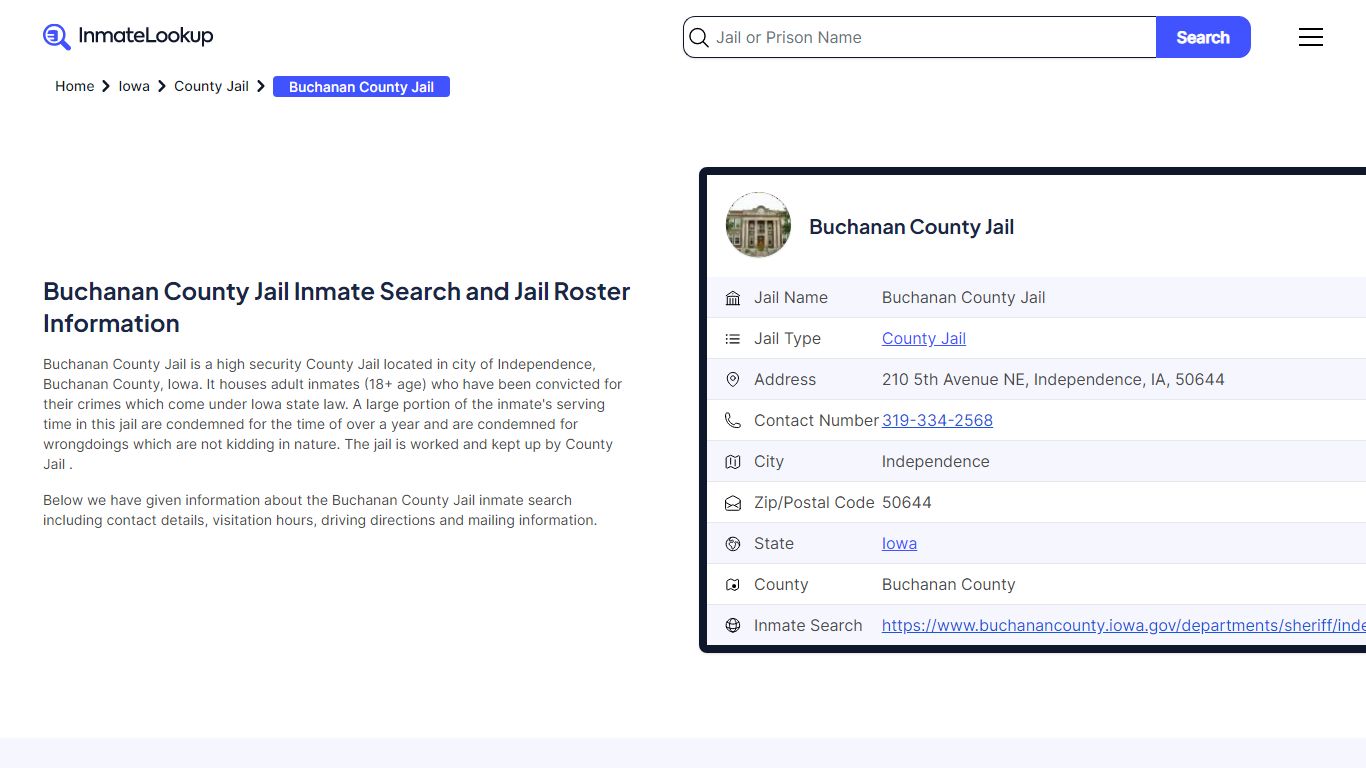 Buchanan County Jail (IA) Inmate Search Iowa - Inmate Lookup